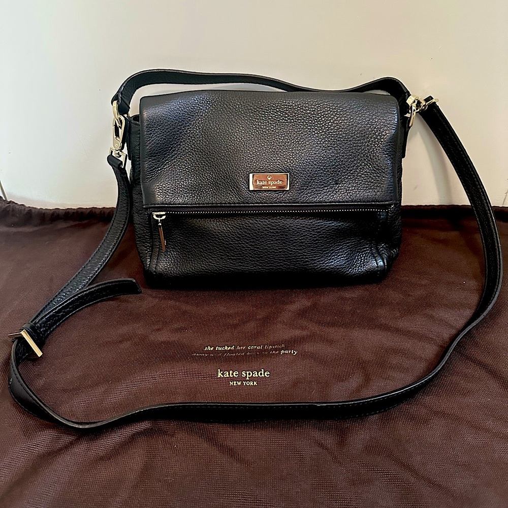 Black Kate Spade crossbody bag in tumbled leather